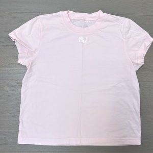 Alexander Wang Baby Pink Cropped Cotton T-Shirt XS
